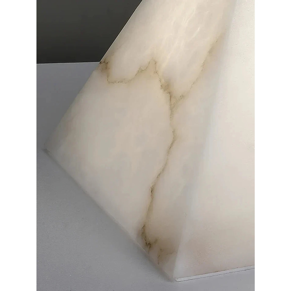 Veined Pyramid Table Lamp in alabaster for Living Room light fixture by AUVIELIGHT