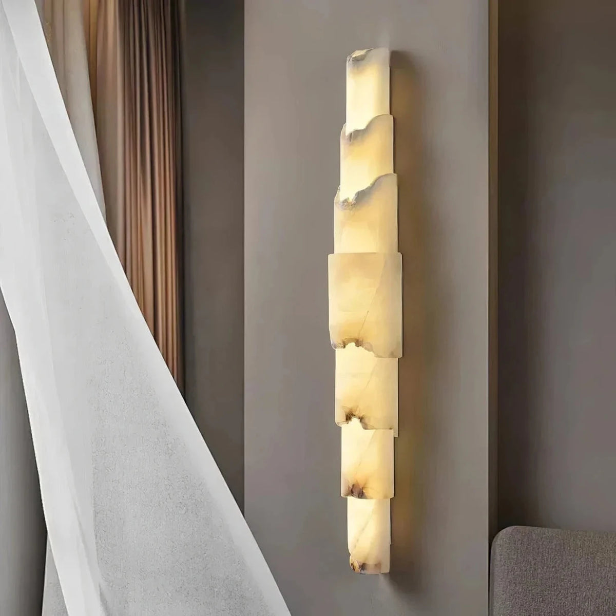 Veined Wall Light in natural alabaster for Hallway by AUVIELIGHT