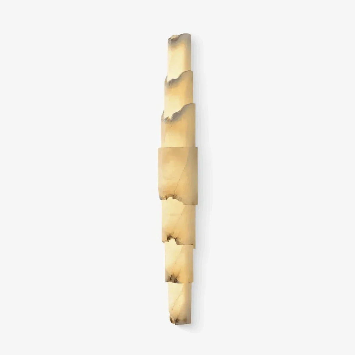 Veined Wall Light in natural alabaster for Hallway by AUVIELIGHT, ∅ 3.5" x H 23.2" / White / Warm Light