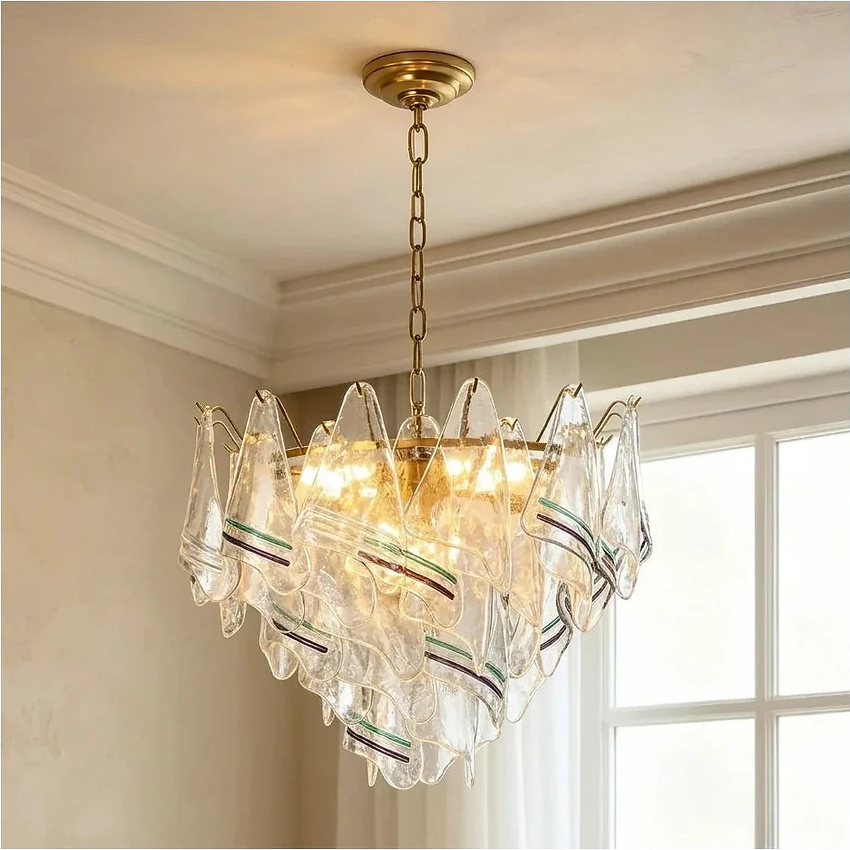 Venetian Tiered Glass Fixture light fixture by AUVIELIGHT, ∅ 31.5″ × H 19.7″ / Copper & Clear