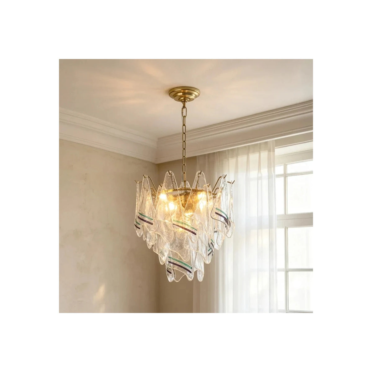 Venetian Tiered Glass Fixture light fixture by AUVIELIGHT, ∅ 19.7″ x H 15.7″ / Copper & Clear