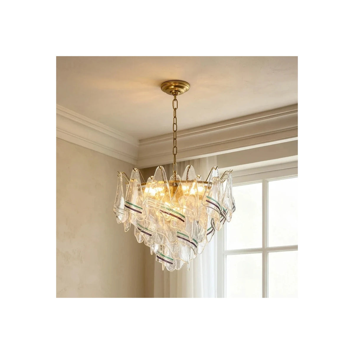 Venetian Tiered Glass Fixture light fixture by AUVIELIGHT, ∅ 23.6″ x H 17.7″ / Copper & Clear