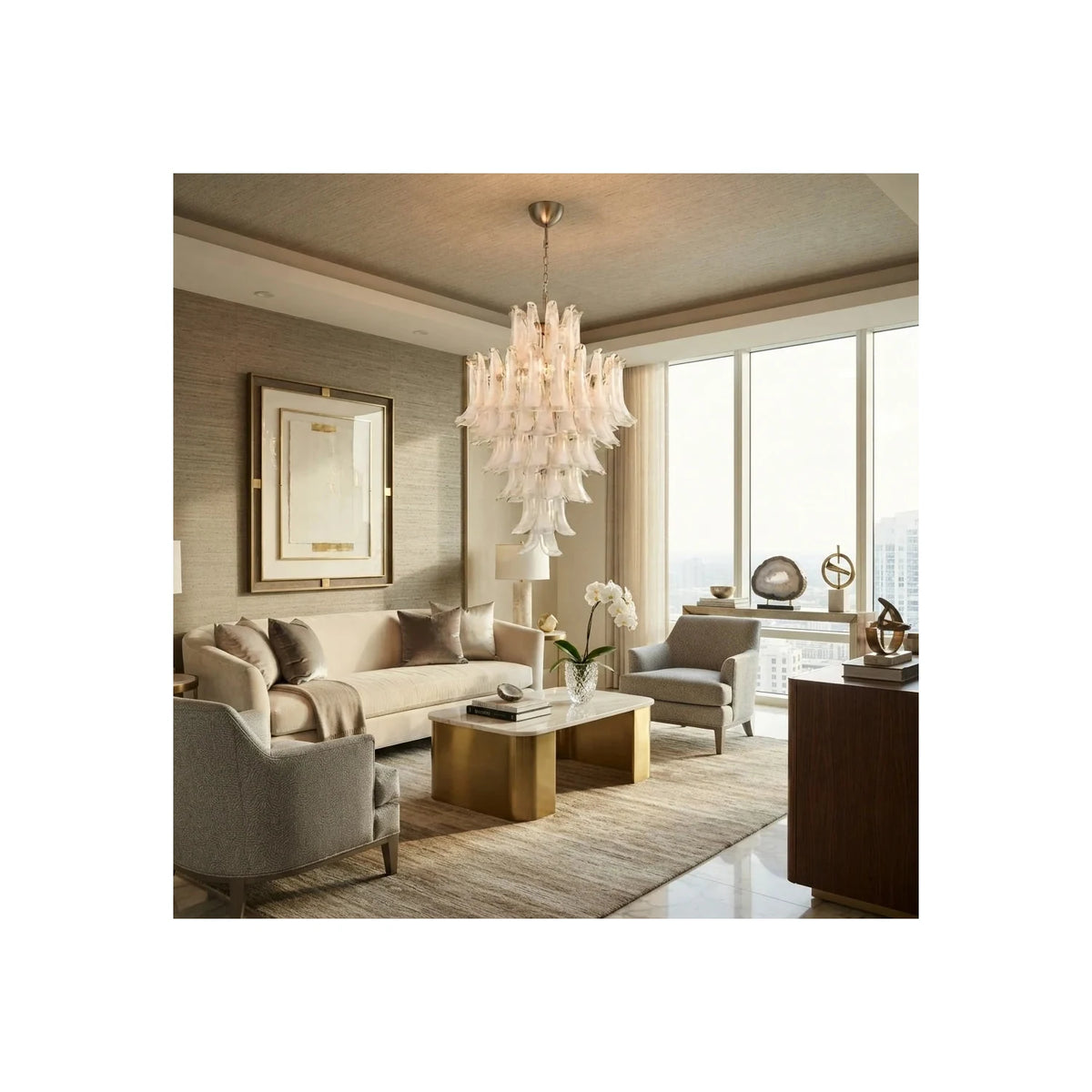 Venezia IceHorn Murano Glass Chandelier light fixture by AUVIELIGHT