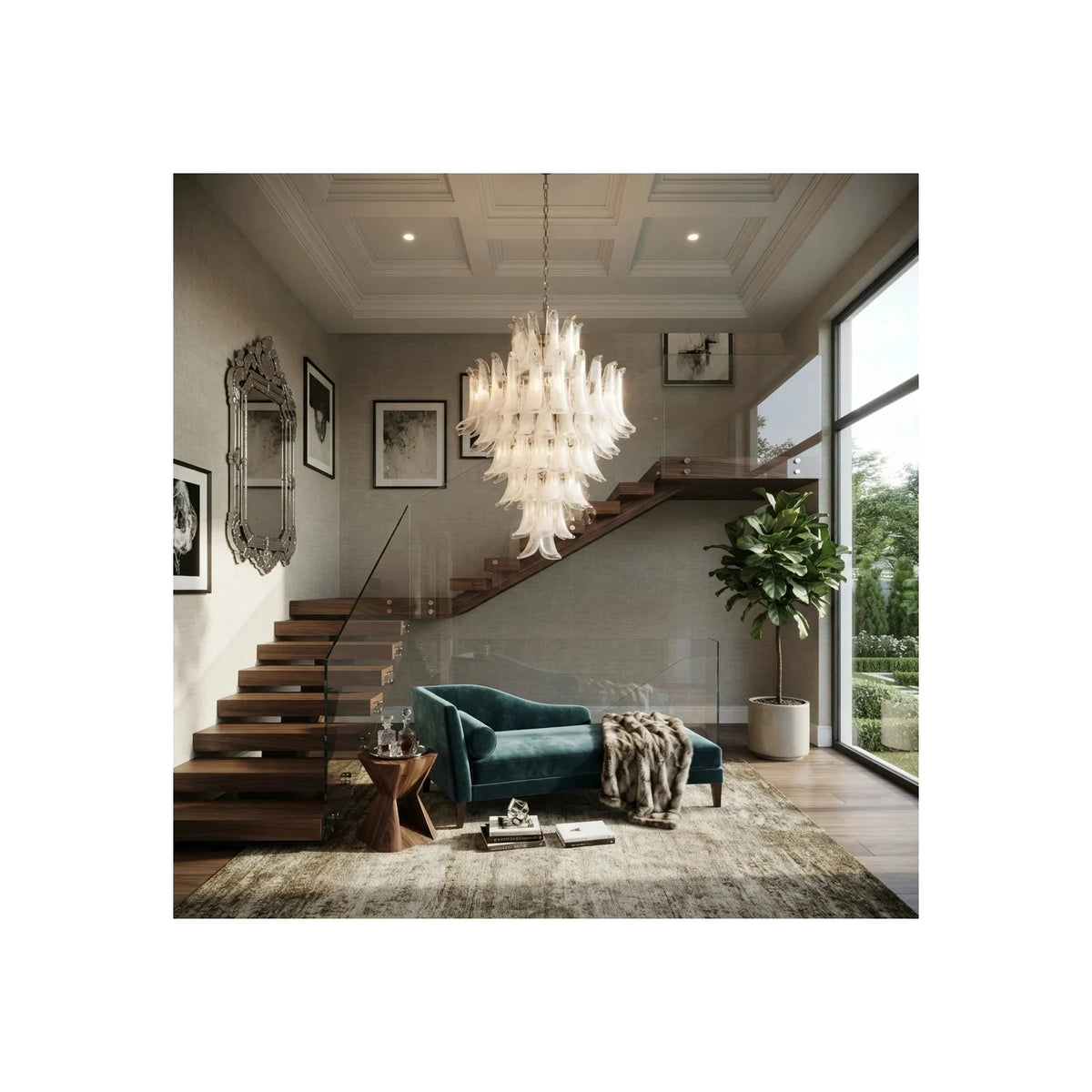 Venezia IceHorn Murano Glass Chandelier light fixture by AUVIELIGHT