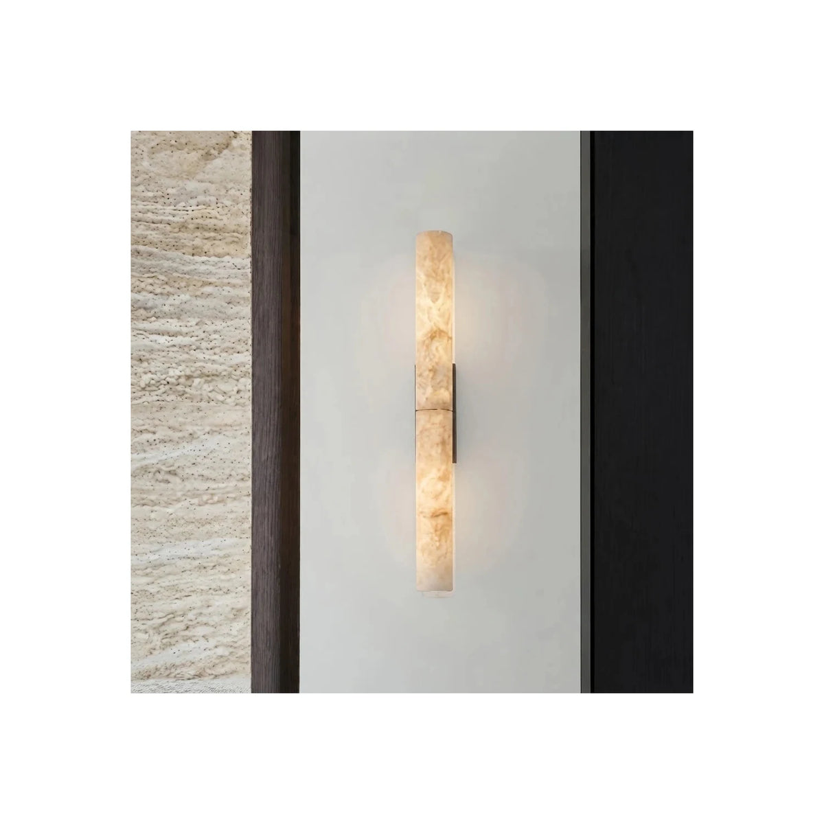 Vertical Alabaster Tube Wall Sconce light fixture by AUVIELIGHT