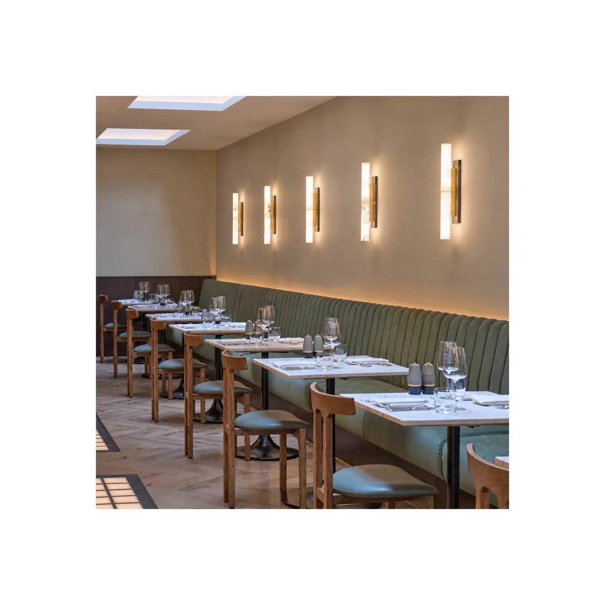 Vertical Alabaster Tube Wall Sconce light fixture by AUVIELIGHT