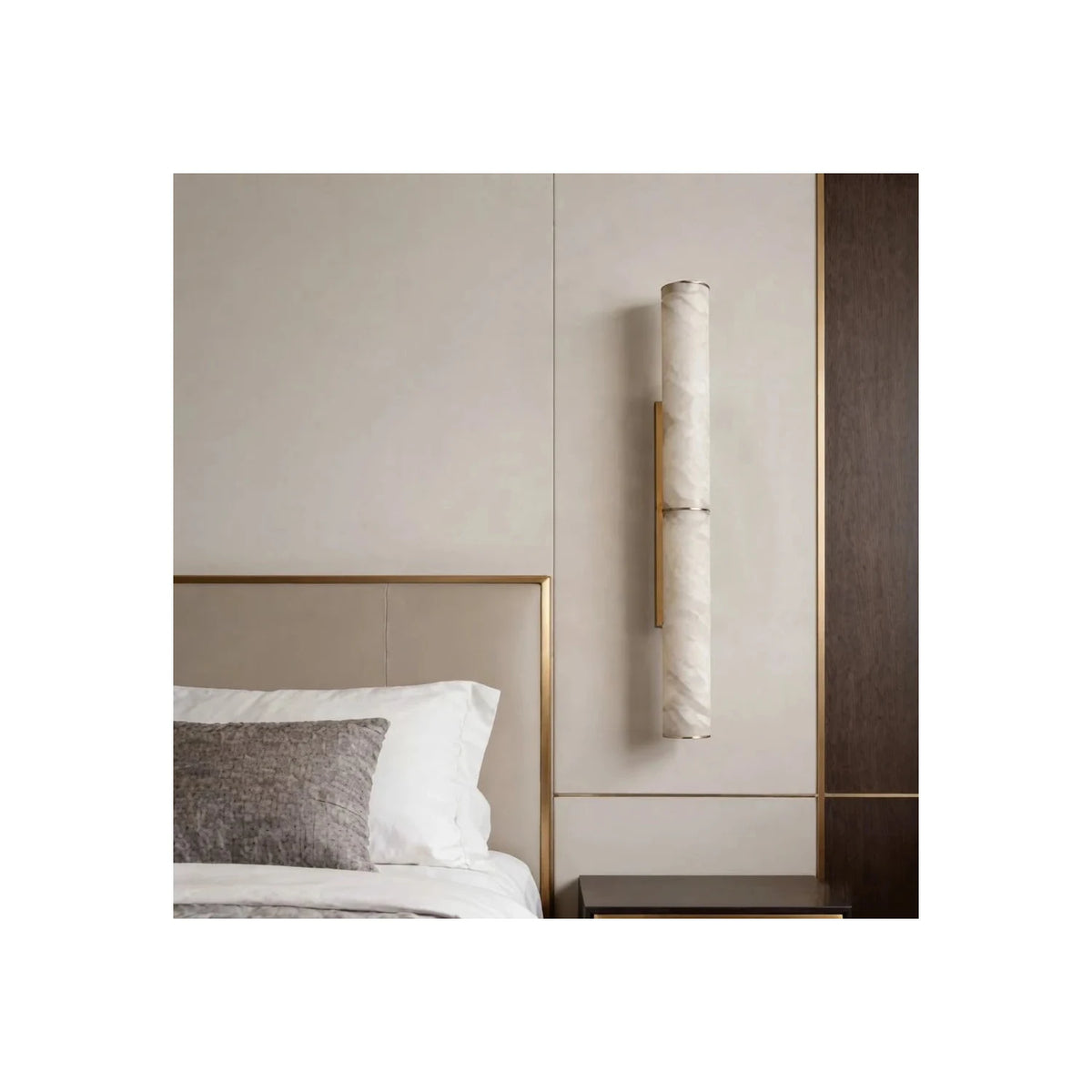 Vertical Alabaster Tube Wall Sconce light fixture by AUVIELIGHT