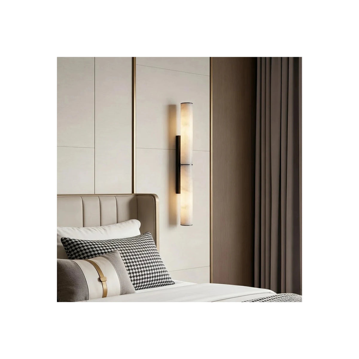 Vertical Alabaster Tube Wall Sconce light fixture by AUVIELIGHT