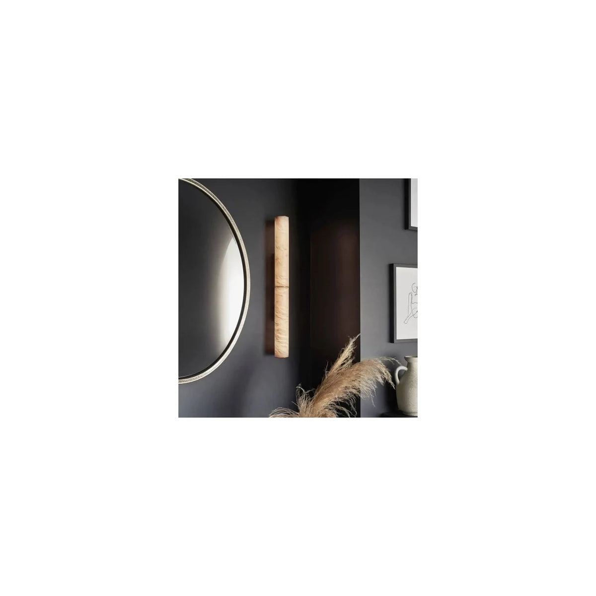 Vertical Alabaster Tube Wall Sconce light fixture by AUVIELIGHT
