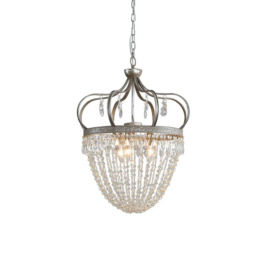 Vintage Crown Pendant Light in silver for Kitchen Island by AUVIELIGHT