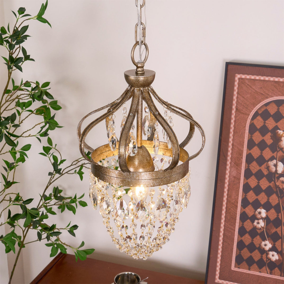Vintage Crown Pendant Light in silver for Kitchen Island by AUVIELIGHT