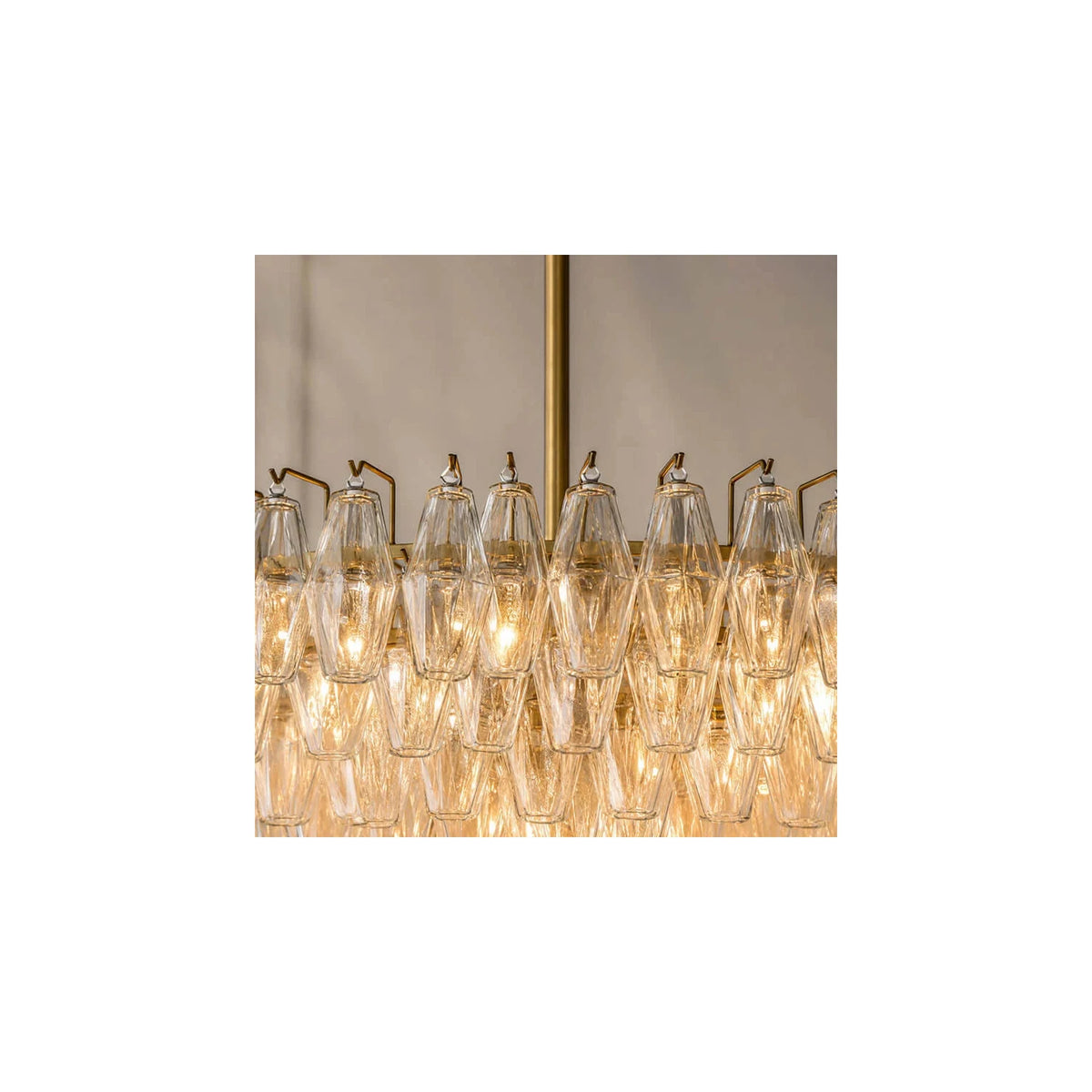 Vintage Murano Style Tiered Diamond Prism Glass Chandelier light fixture by AUVIELIGHT
