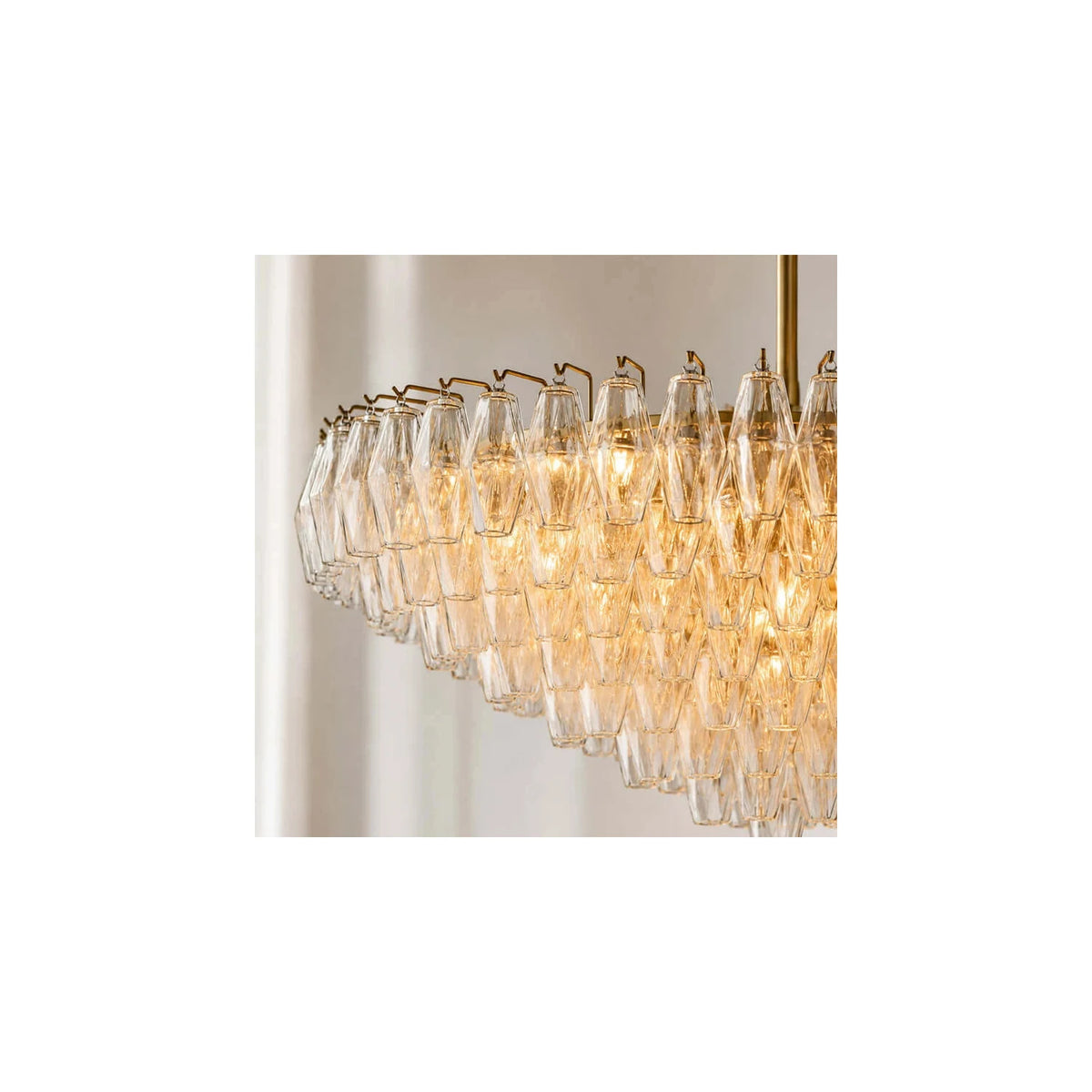 Vintage Murano Style Tiered Diamond Prism Glass Chandelier light fixture by AUVIELIGHT