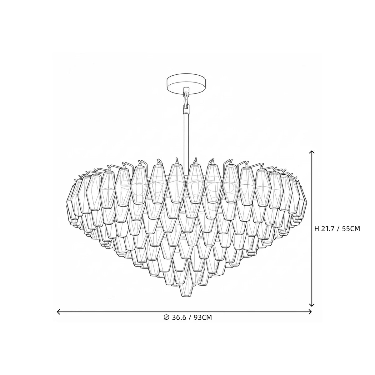 Vintage Murano Style Tiered Diamond Prism Glass Chandelier light fixture by AUVIELIGHT