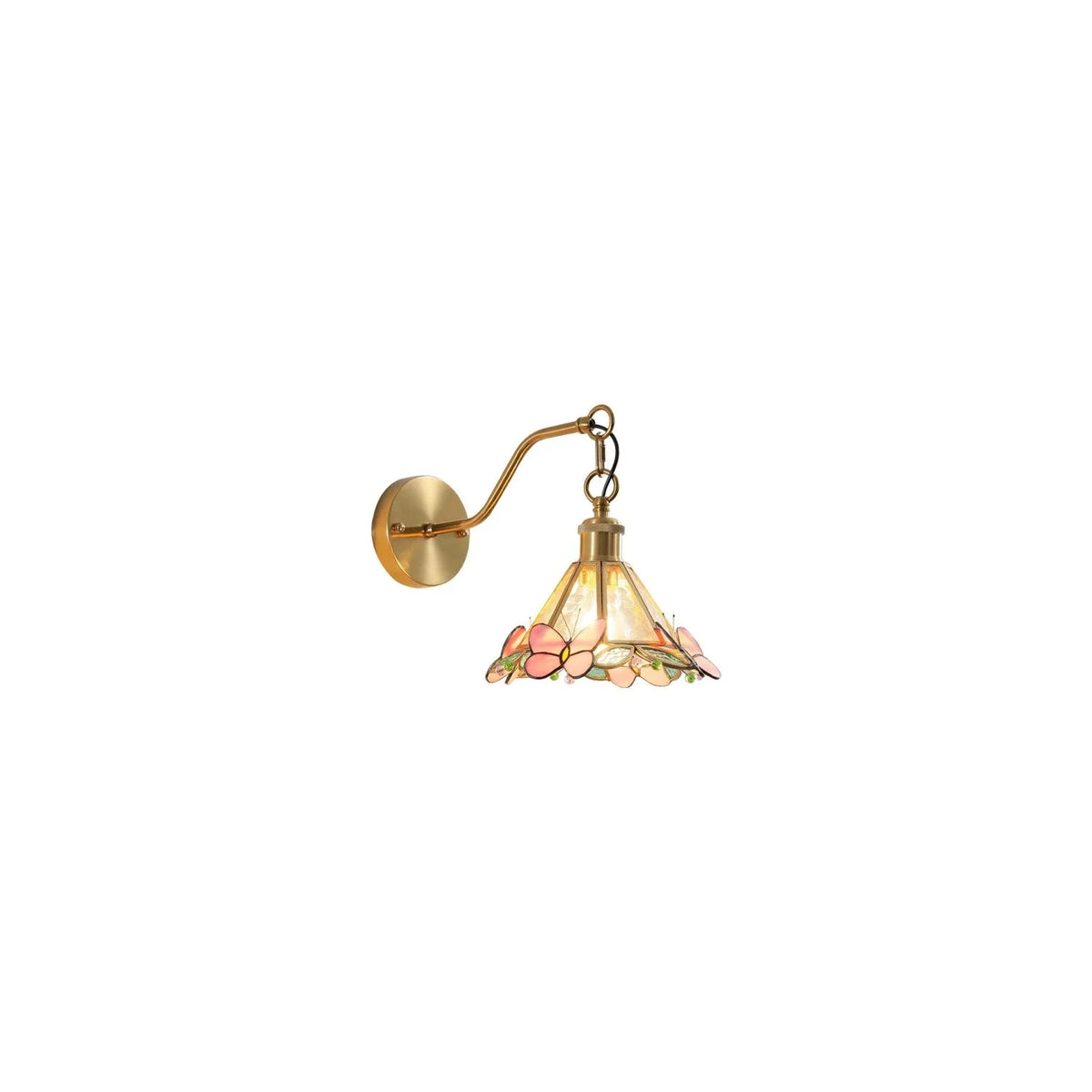 Vintage Tiffany Style Stained Glass Butterfly Wall Sconce light fixture by AUVIELIGHT, W 9.1" x H 11" / Gold & Clear