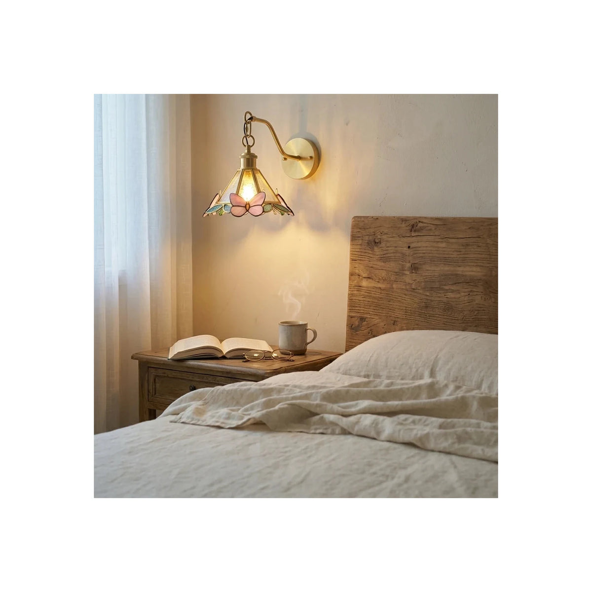 Vintage Tiffany Style Stained Glass Butterfly Wall Sconce light fixture by AUVIELIGHT