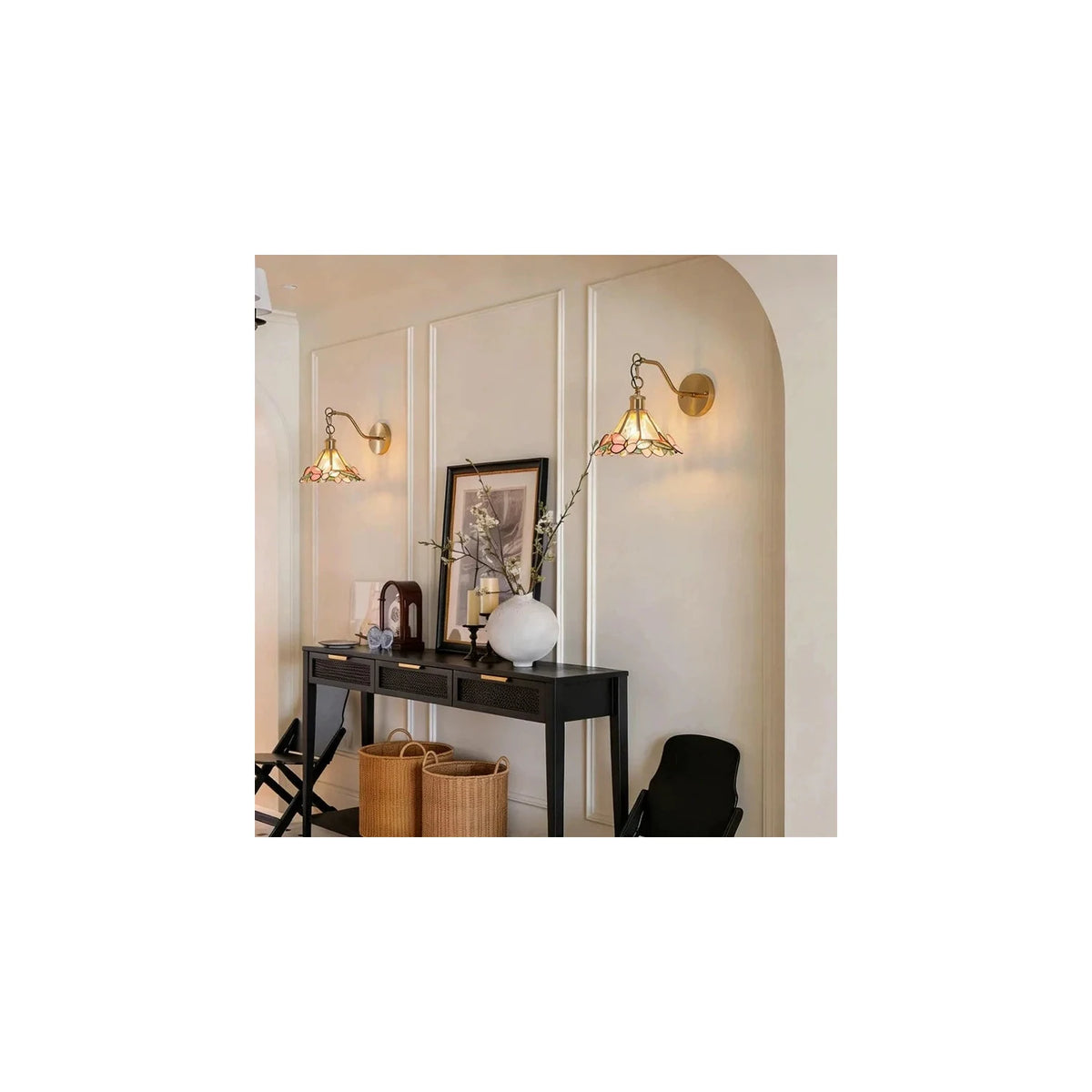 Vintage Tiffany Style Stained Glass Butterfly Wall Sconce light fixture by AUVIELIGHT