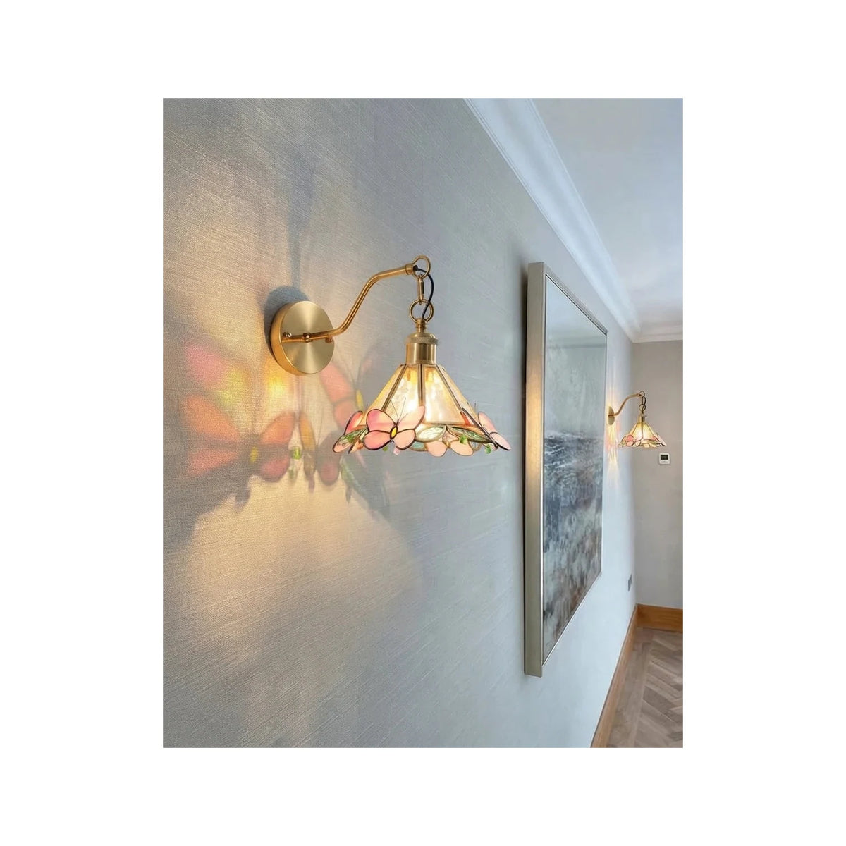 Vintage Tiffany Style Stained Glass Butterfly Wall Sconce light fixture by AUVIELIGHT