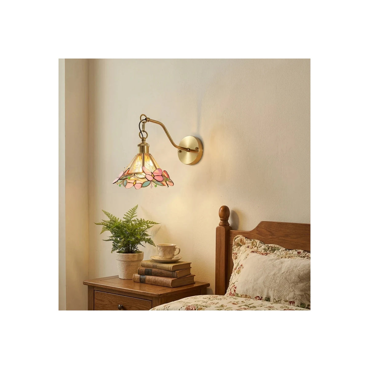 Vintage Tiffany Style Stained Glass Butterfly Wall Sconce light fixture by AUVIELIGHT