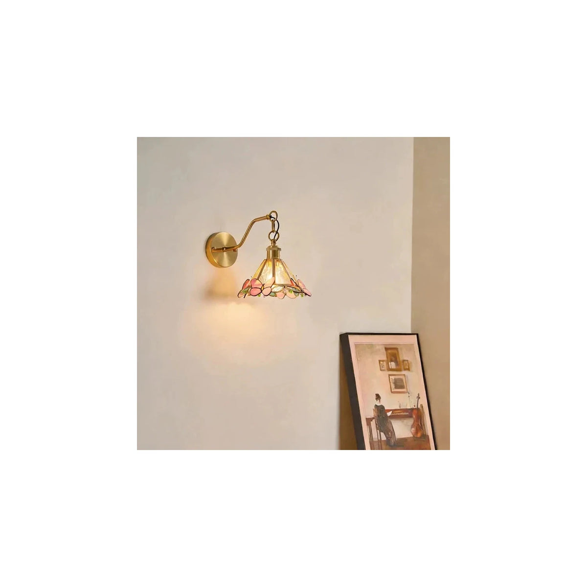 Vintage Tiffany Style Stained Glass Butterfly Wall Sconce light fixture by AUVIELIGHT