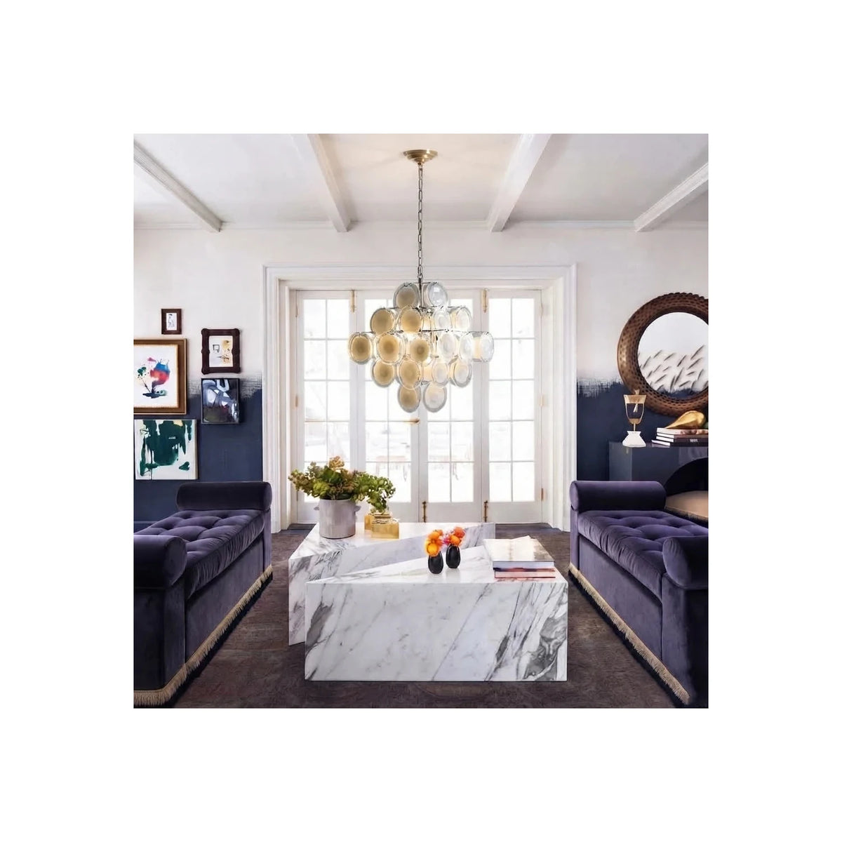 VistoDisc Italian Murano Glass Chandelier light fixture by AUVIELIGHT