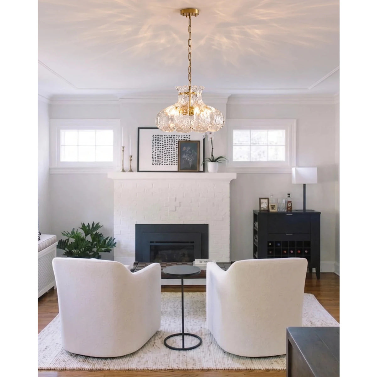 Water Ripple Fluted Chandelier in glass for Dining Room by AUVIELIGHT