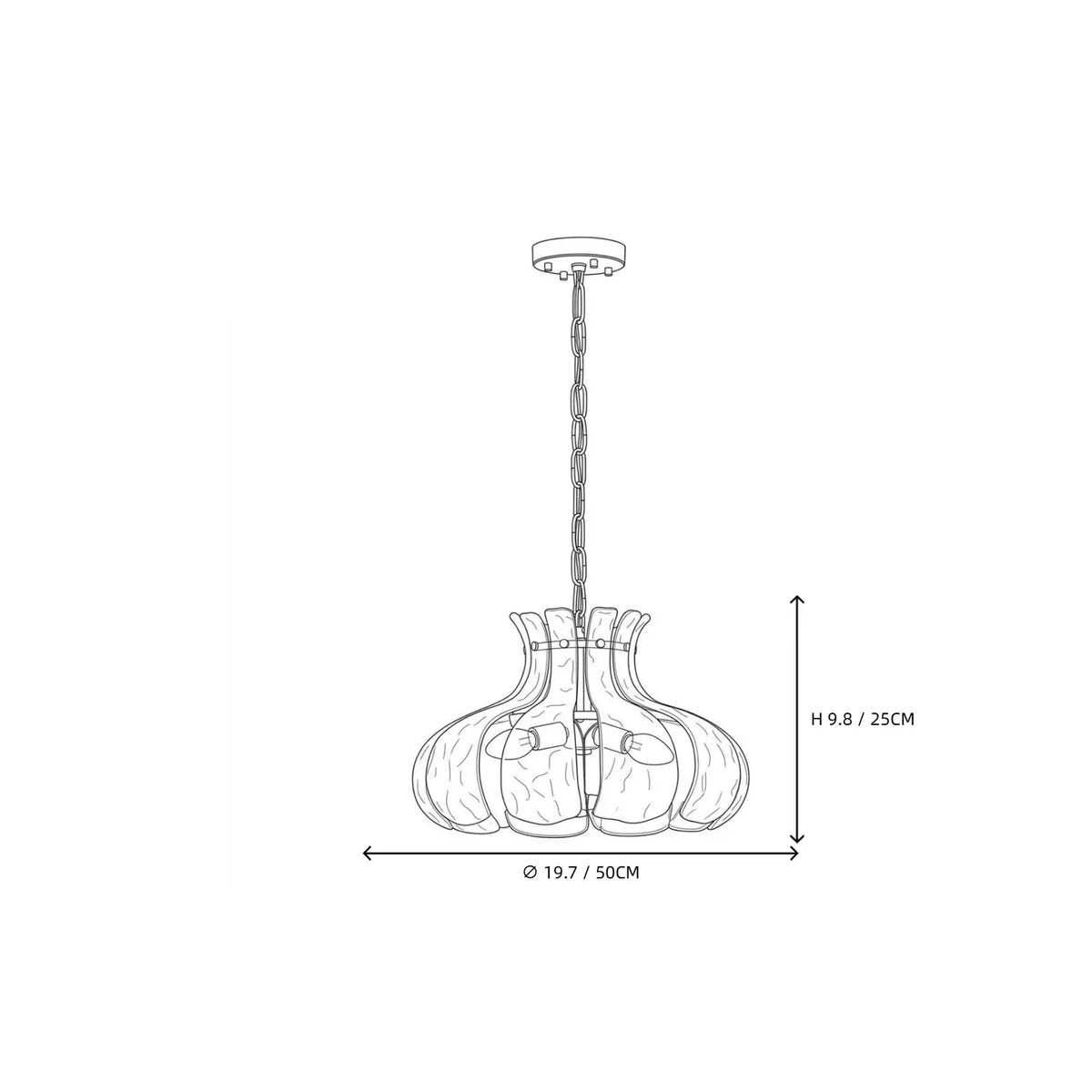 Water Ripple Fluted Chandelier in glass for Dining Room by AUVIELIGHT