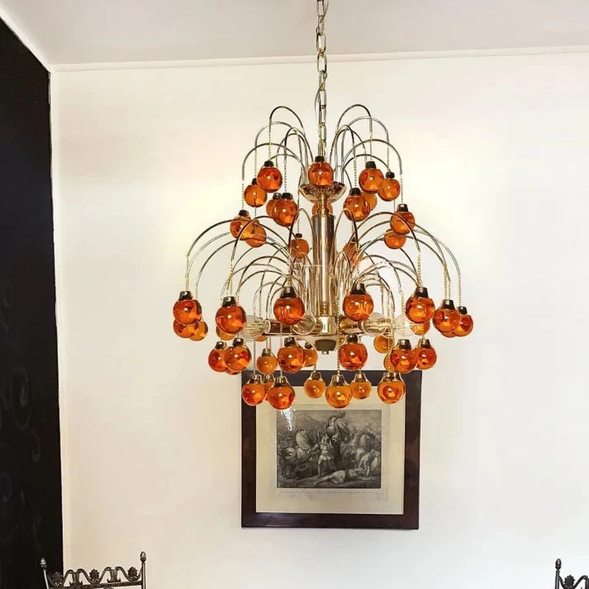 Waterfall Globe Chandelier in glass for Dining Room light fixture by AUVIELIGHT