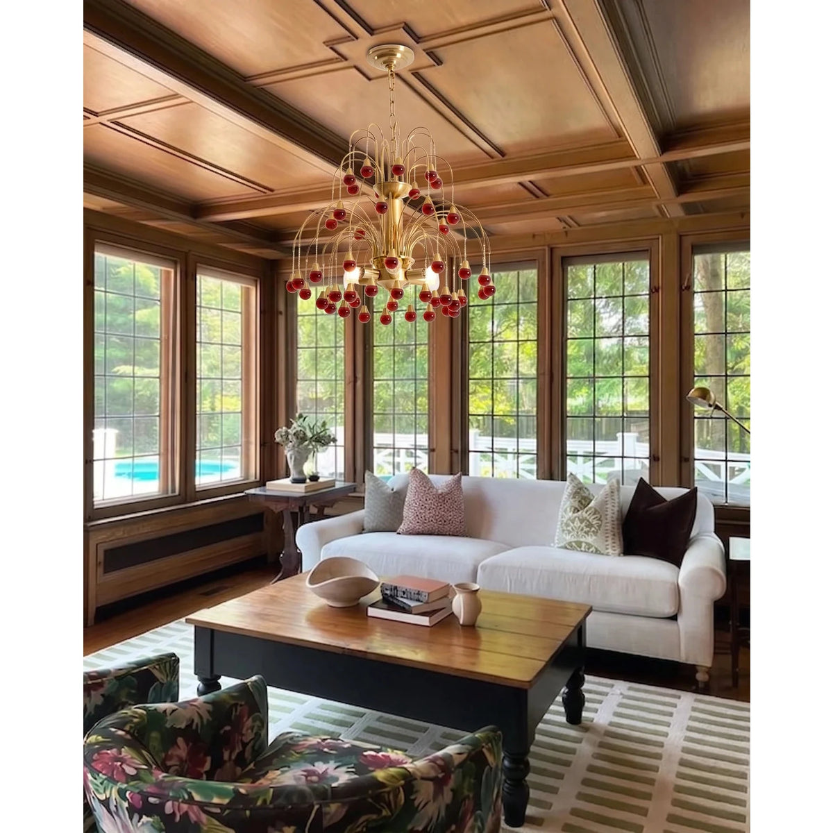Waterfall Globe Chandelier in glass for Dining Room light fixture by AUVIELIGHT