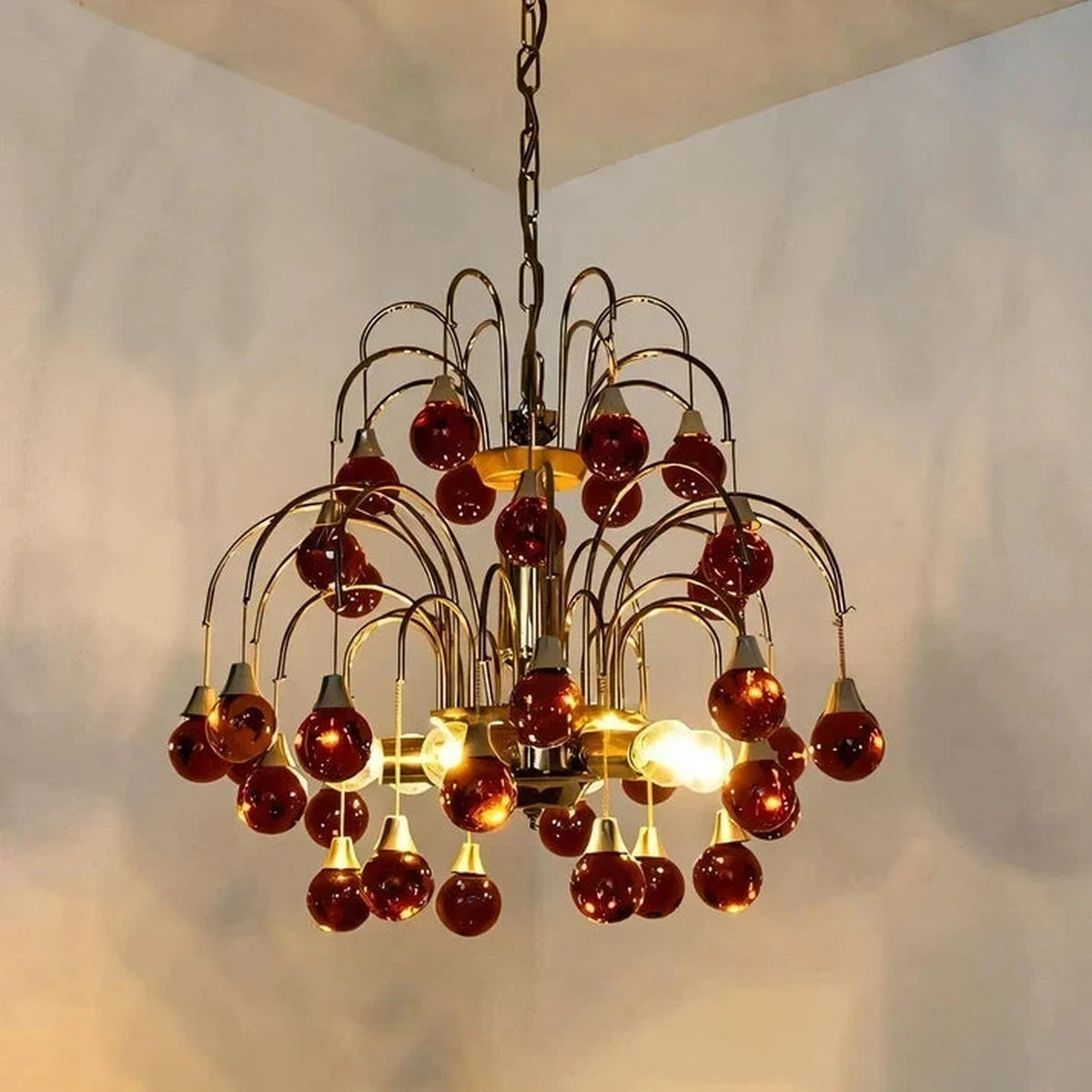 Waterfall Globe Chandelier in glass for Dining Room light fixture by AUVIELIGHT