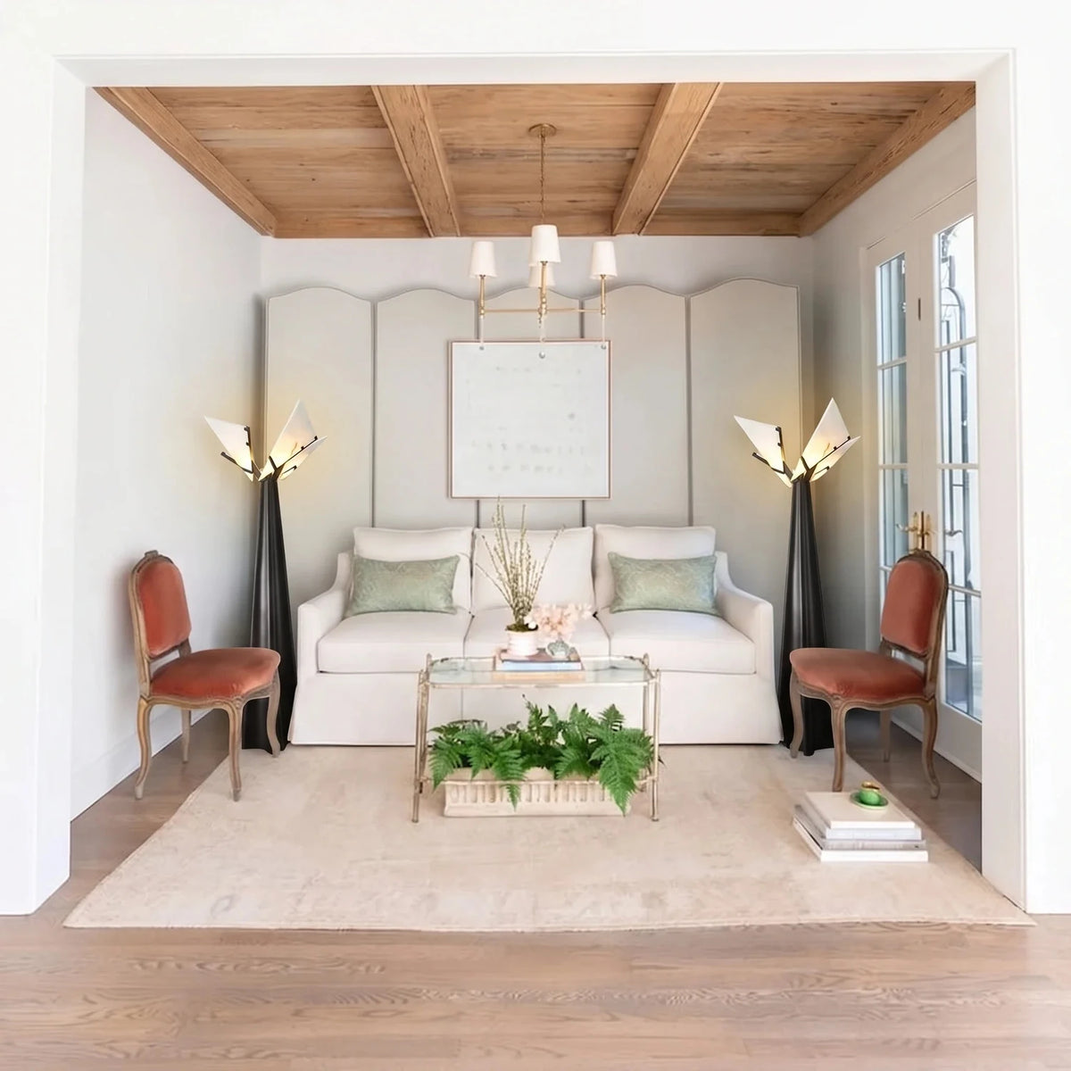 Winged Geometric Floor Lamp in alabaster for Living Room light fixture by AUVIELIGHT