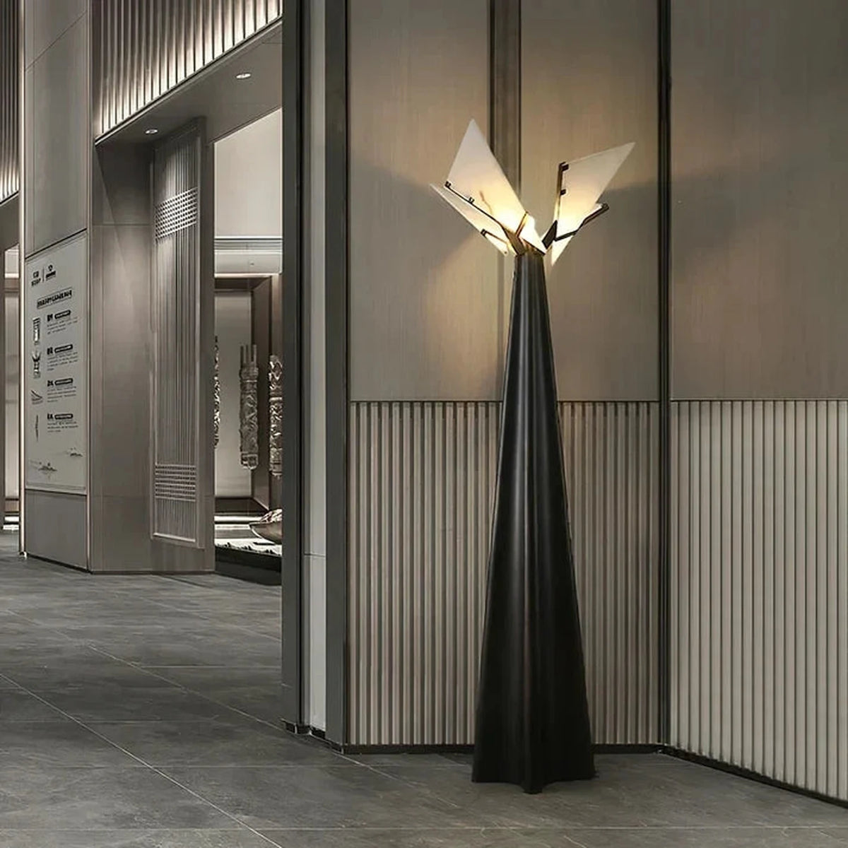 Winged Geometric Floor Lamp in alabaster for Living Room light fixture by AUVIELIGHT
