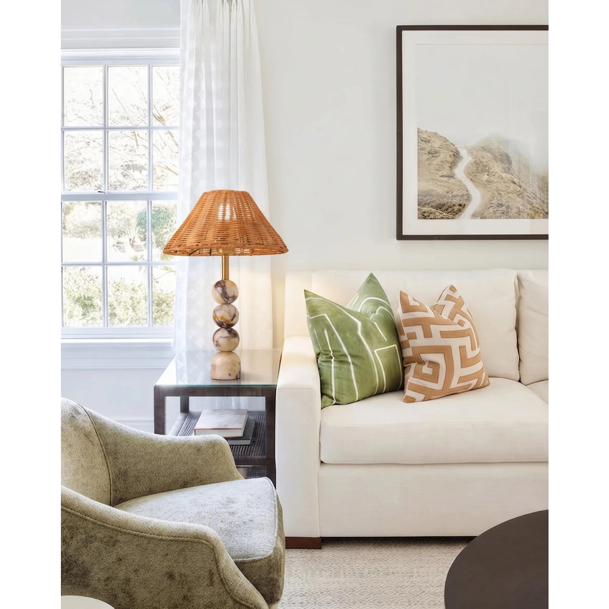 Woven Sphere Lamp in marble for Living Room light fixture by AUVIELIGHT