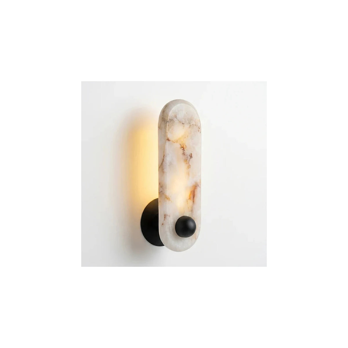 ZenOrb Minimalist Alabaster Wall Light by AUVIELIGHT, ∅ 4.5″ x H 13.8″ / White Alabaster & Black and 1 other sizes