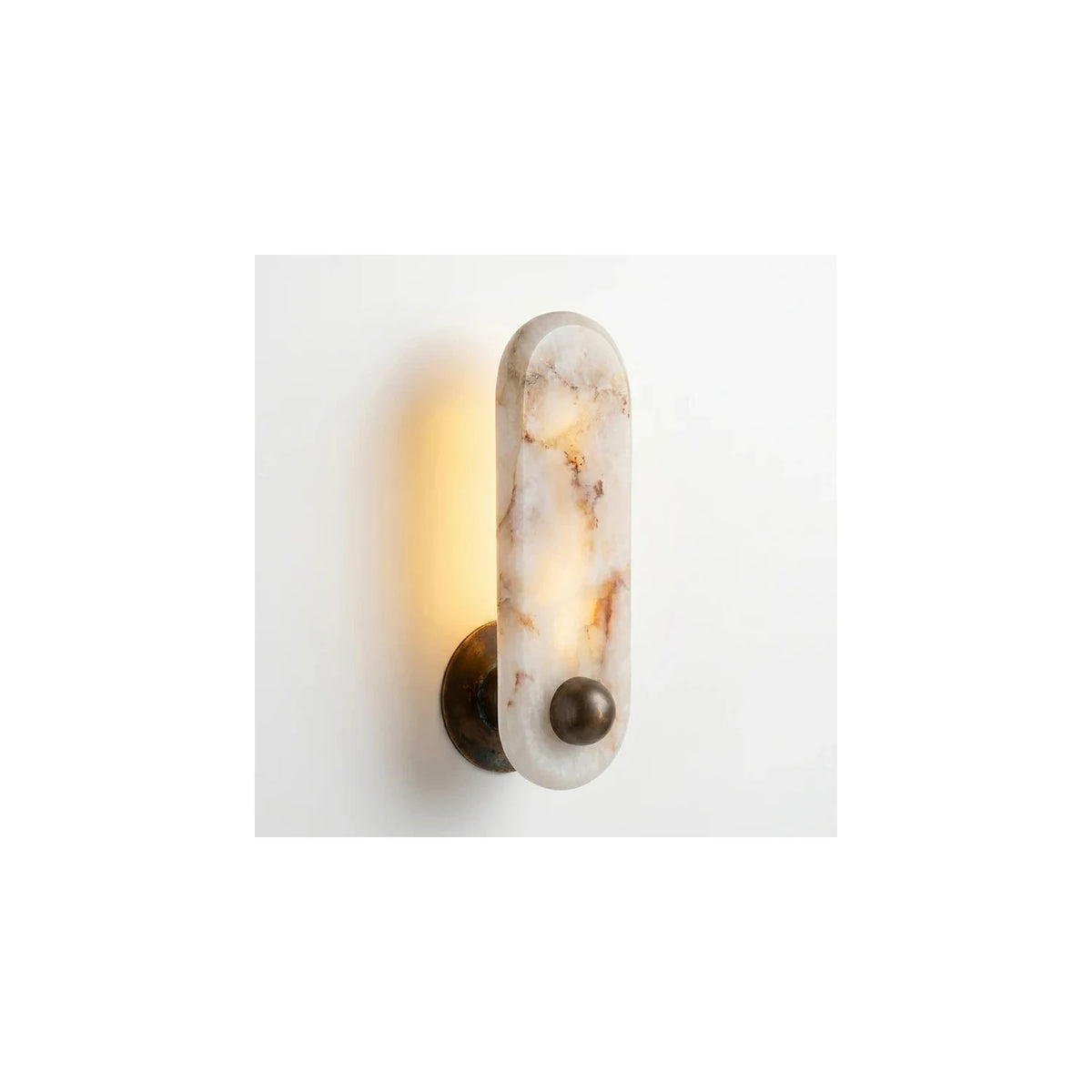 ZenOrb Minimalist Alabaster Wall Light by AUVIELIGHT, ∅ 4.5″ x H 13.8″ / White Alabaster & Antique Bronze and 1 other sizes