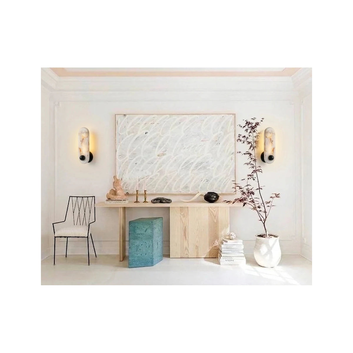 ZenOrb Minimalist Alabaster Wall Light by AUVIELIGHT