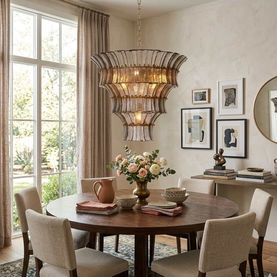 Vesper Tiered Chandelier in glass for Dining Room by AUVIELIGHT