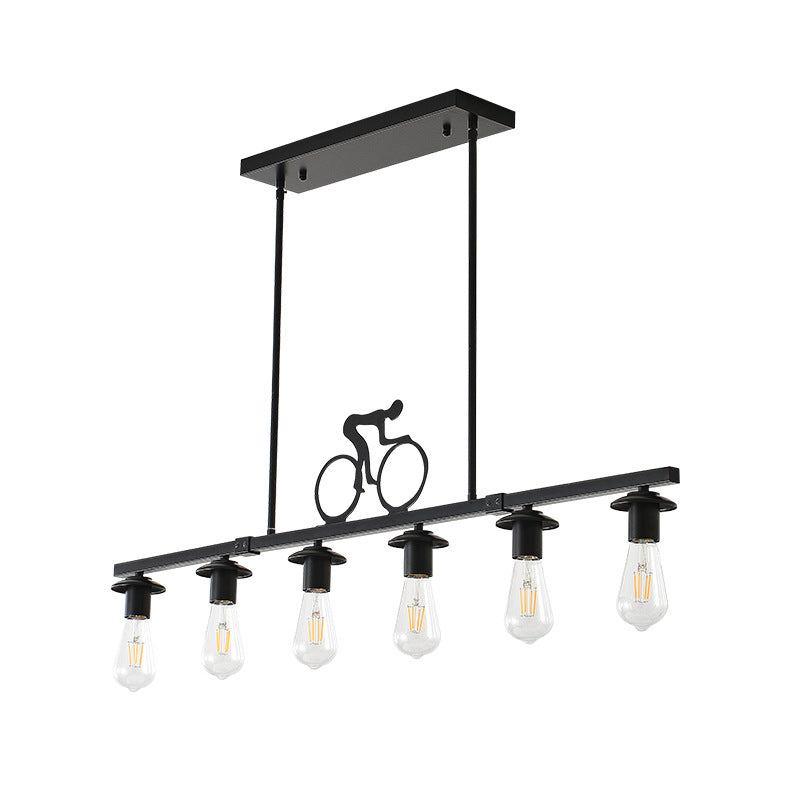 Bicycle Silhouette Chandelier for Dining Room by AUVIELIGHT, Dia 90cm / ∅ 35.5″ / Black