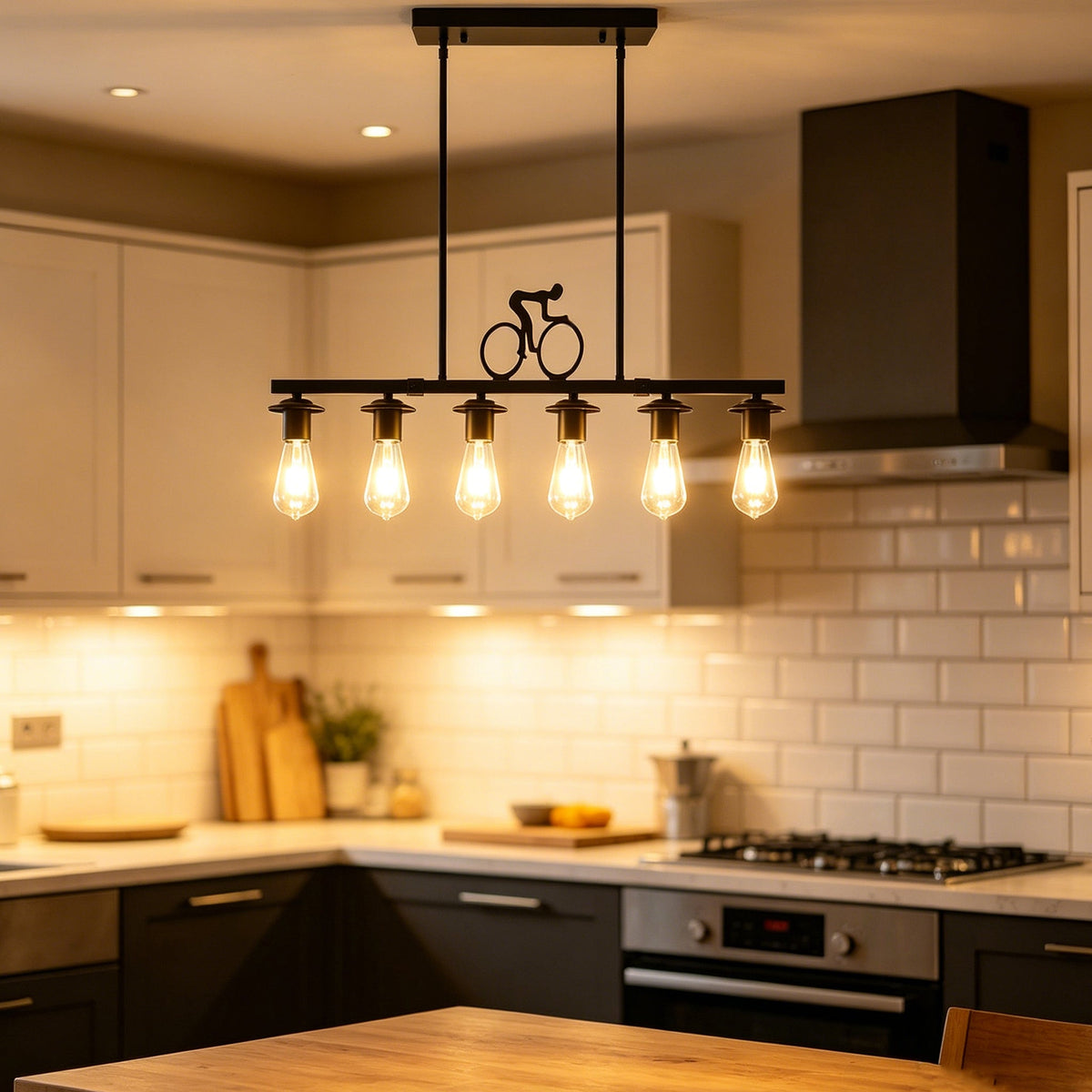 Bicycle Silhouette Chandelier for Dining Room by AUVIELIGHT