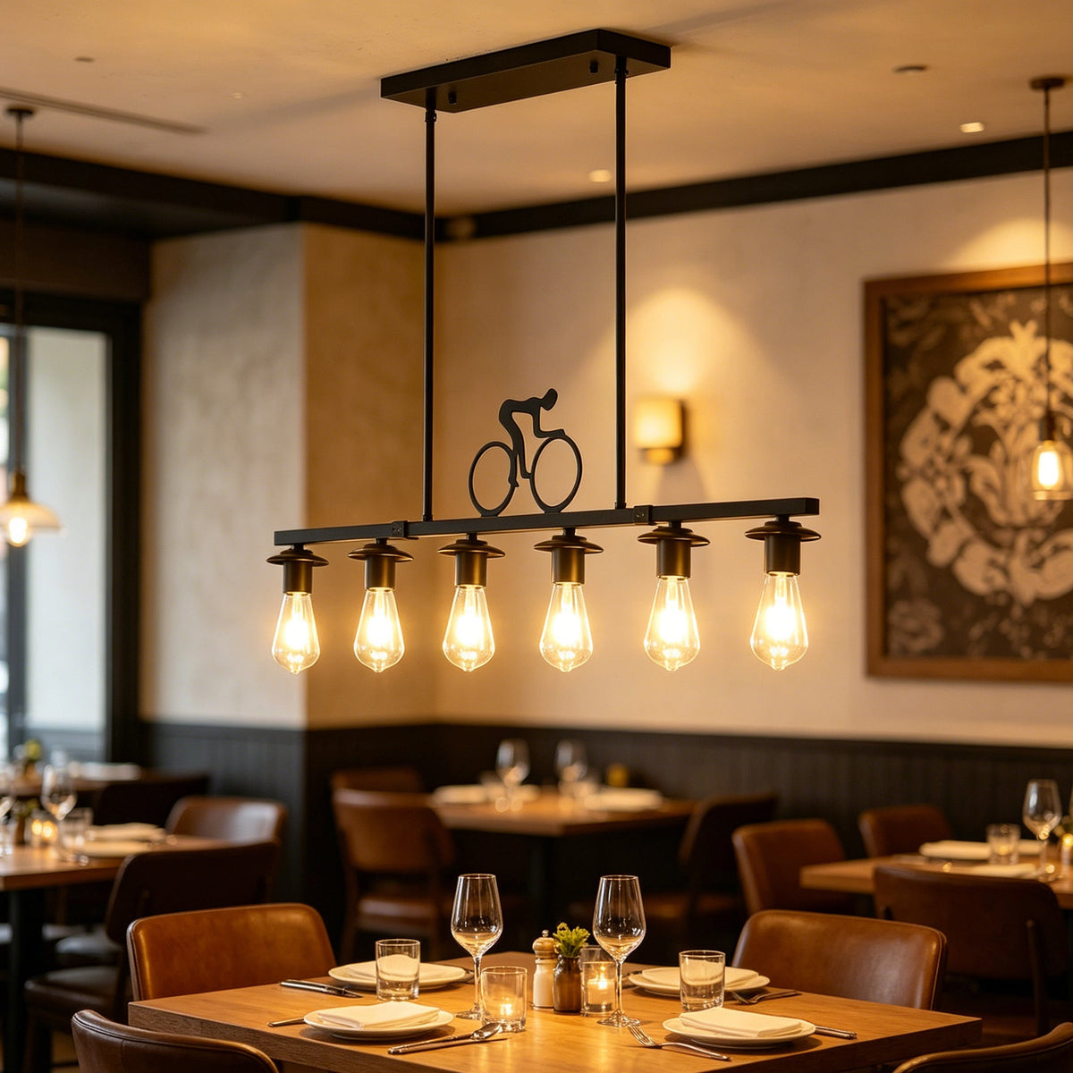 Bicycle Silhouette Chandelier for Dining Room by AUVIELIGHT