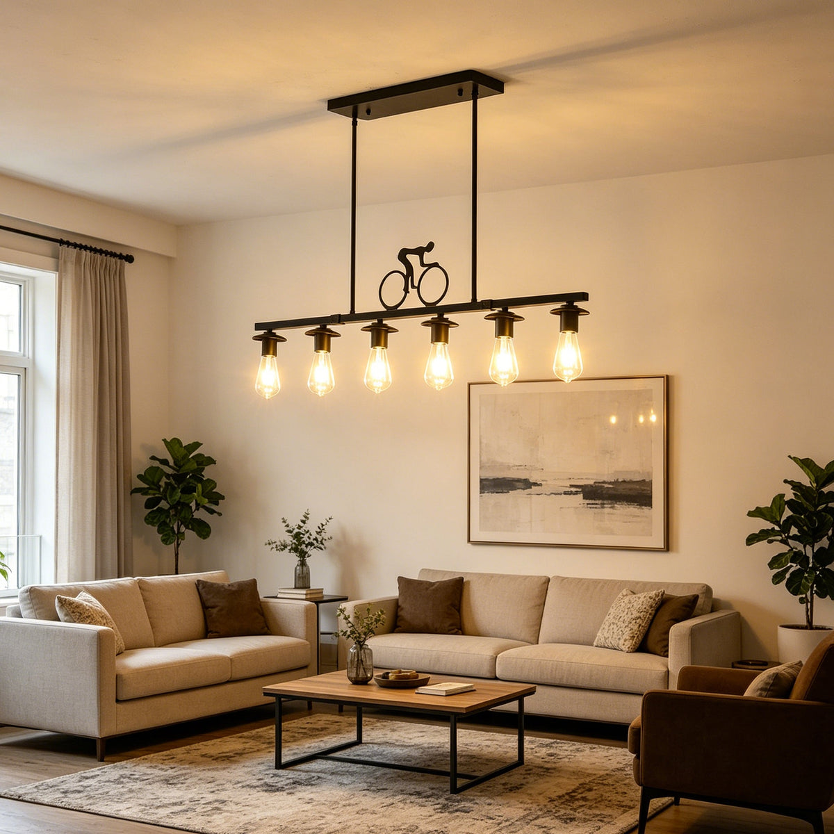 Bicycle Silhouette Chandelier for Dining Room by AUVIELIGHT