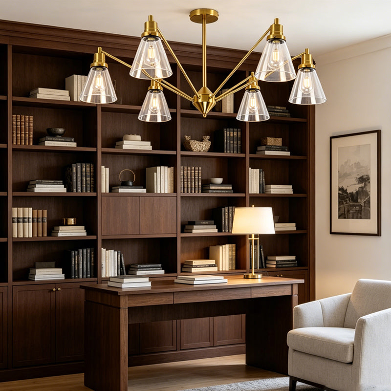 Cone Chandelier in brass for Dining Room by AUVIELIGHT