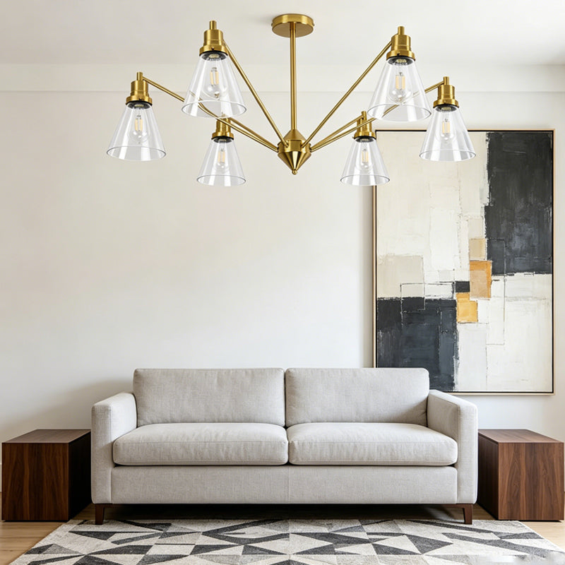 Cone Chandelier in brass for Dining Room by AUVIELIGHT