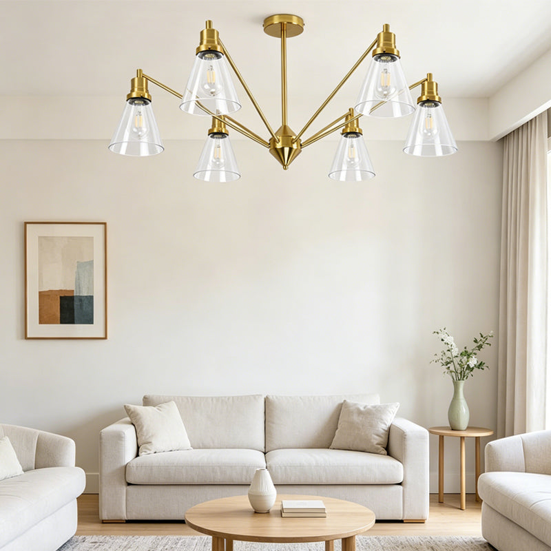Cone Chandelier in brass for Dining Room by AUVIELIGHT
