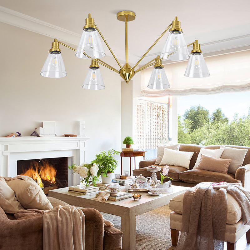 Cone Chandelier in brass for Dining Room by AUVIELIGHT