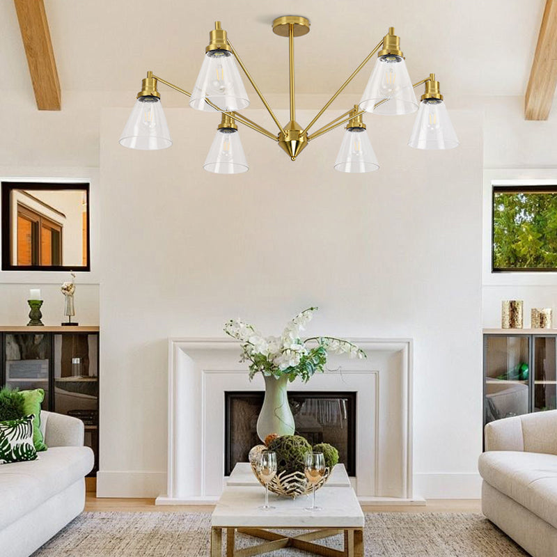 Cone Chandelier in brass for Dining Room by AUVIELIGHT
