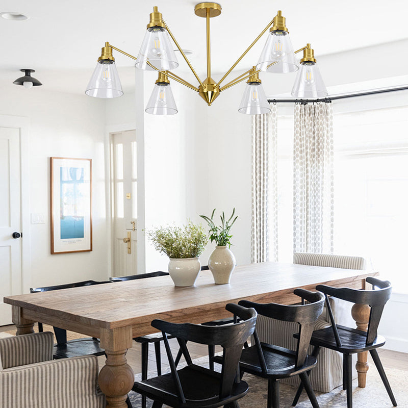 Cone Chandelier in brass for Dining Room by AUVIELIGHT