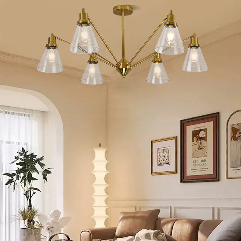 Cone Chandelier in brass for Dining Room by AUVIELIGHT