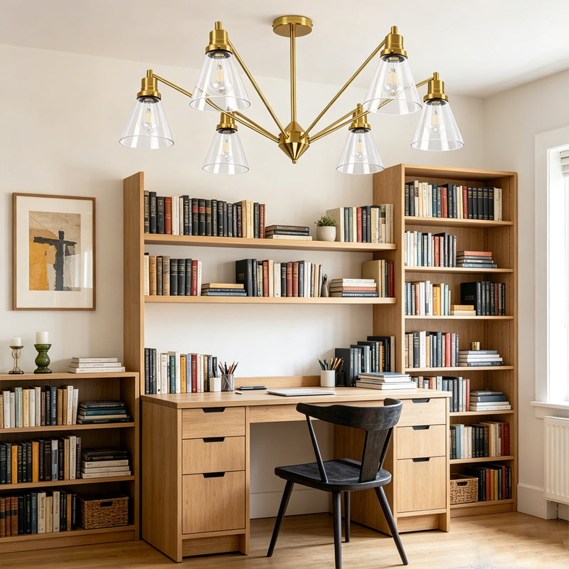 Cone Chandelier in brass for Dining Room by AUVIELIGHT