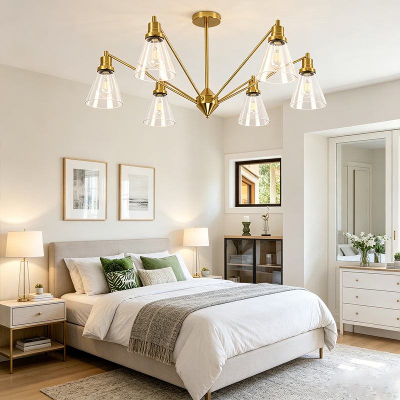 Cone Chandelier in brass for Dining Room by AUVIELIGHT